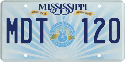 MS license plate MDT120