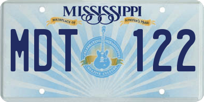 MS license plate MDT122