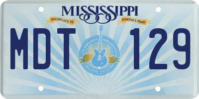 MS license plate MDT129