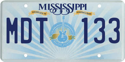MS license plate MDT133
