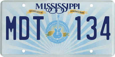 MS license plate MDT134