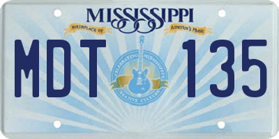 MS license plate MDT135