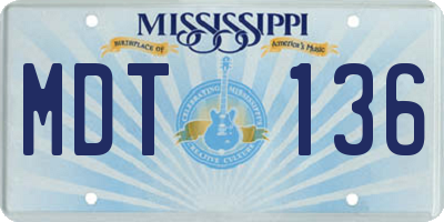 MS license plate MDT136