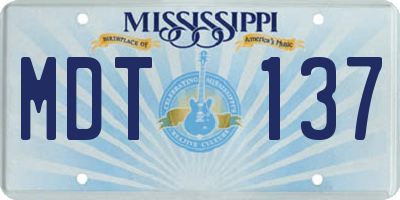 MS license plate MDT137