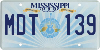 MS license plate MDT139