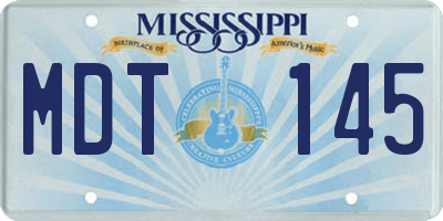 MS license plate MDT145