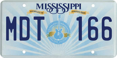 MS license plate MDT166