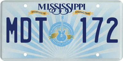 MS license plate MDT172