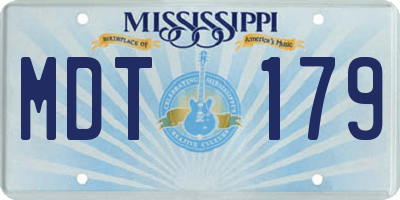 MS license plate MDT179