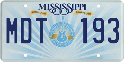 MS license plate MDT193