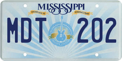 MS license plate MDT202
