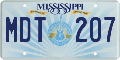 MS license plate MDT207