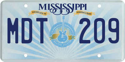 MS license plate MDT209