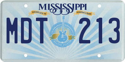 MS license plate MDT213