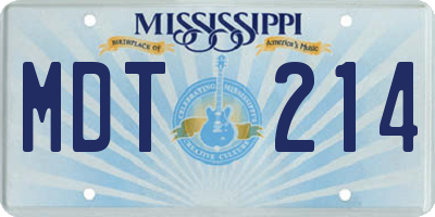 MS license plate MDT214
