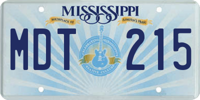 MS license plate MDT215