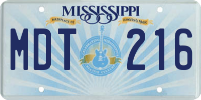 MS license plate MDT216