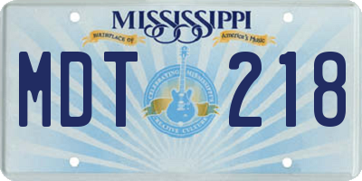 MS license plate MDT218