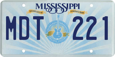 MS license plate MDT221