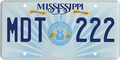 MS license plate MDT222