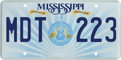MS license plate MDT223