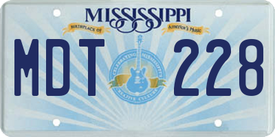MS license plate MDT228