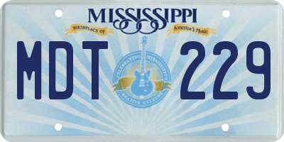 MS license plate MDT229