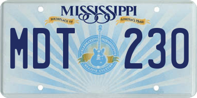 MS license plate MDT230