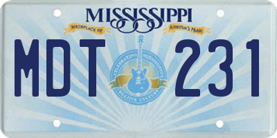 MS license plate MDT231