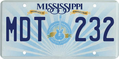 MS license plate MDT232