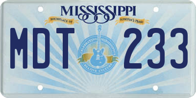 MS license plate MDT233
