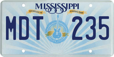 MS license plate MDT235