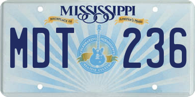 MS license plate MDT236