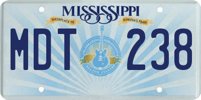 MS license plate MDT238