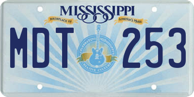 MS license plate MDT253