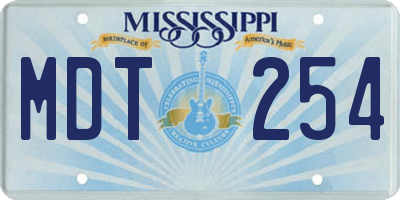 MS license plate MDT254