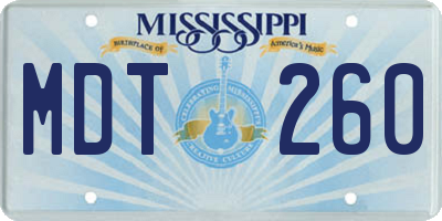 MS license plate MDT260