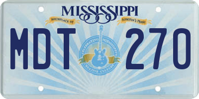 MS license plate MDT270