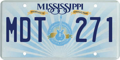 MS license plate MDT271