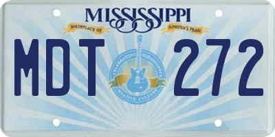 MS license plate MDT272