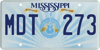 MS license plate MDT273