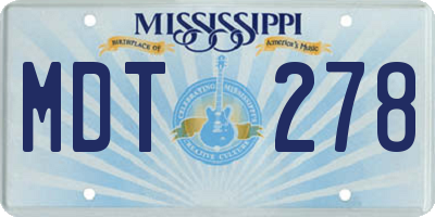 MS license plate MDT278