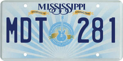 MS license plate MDT281