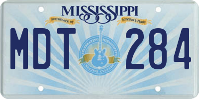 MS license plate MDT284