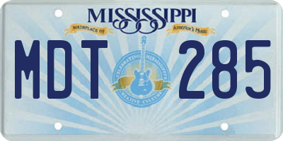 MS license plate MDT285