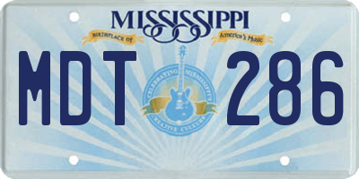 MS license plate MDT286