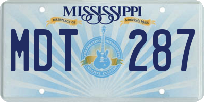 MS license plate MDT287