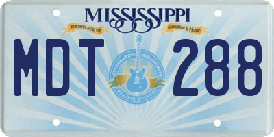 MS license plate MDT288