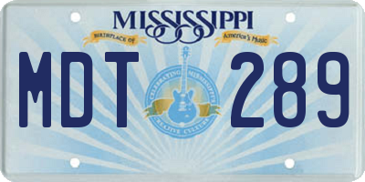 MS license plate MDT289
