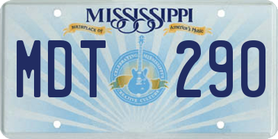 MS license plate MDT290